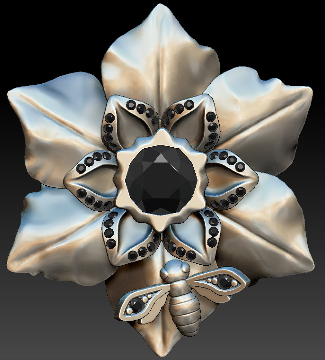 Flower pendant with bee